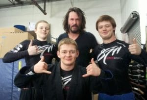 Keanu Reeves and the Collier Judo Boys on set at John Wick 3