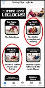 Modules 5 and 6 of Cutting Edge Leglocks within the Grapplearts BJJ Master App